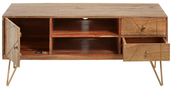 LOWBOARD  in 130/57/53 cm  - Hellbraun/Goldfarben, Design, Holz/Metall (130/57/53cm) - Landscape