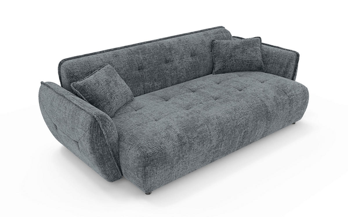 VIERSITZER-SOFA Nelia Chenille Dunkelgrau  - Dunkelgrau/Schwarz, Design, Kunststoff/Textil (250/81/114cm) - P & B