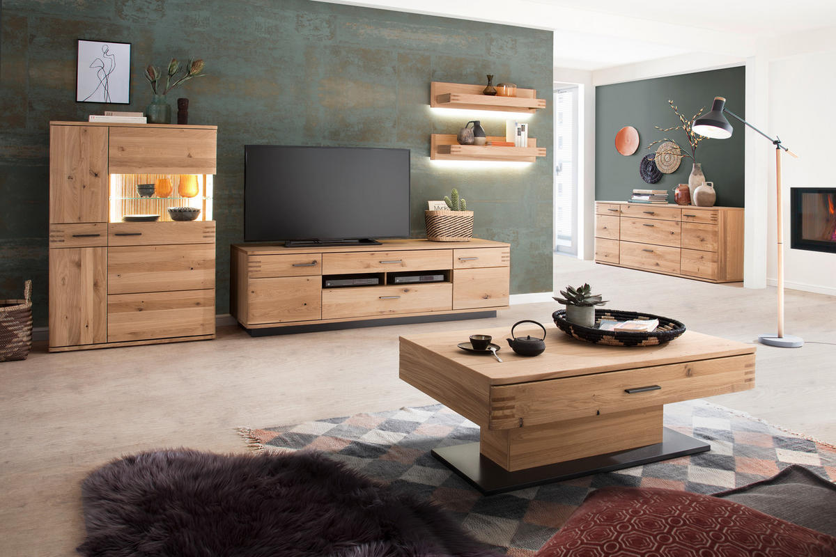 TV-ELEMENT  180/56/50 cm 2 Schublade(n)  - Eichefarben/Anthrazit, Design, Holz/Holzwerkstoff (180/56/50cm) - Livetastic