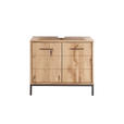 WASCHBECKENUNTERSCHRANK 70/60/40 cm  - Wildeiche/Schwarz, Basics, Holz/Metall (70/60/40cm) - Linea Natura