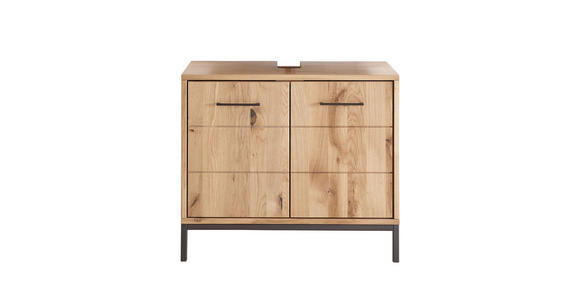 WASCHBECKENUNTERSCHRANK 70/60/40 cm  - Wildeiche/Schwarz, Basics, Holz/Metall (70/60/40cm) - Linea Natura