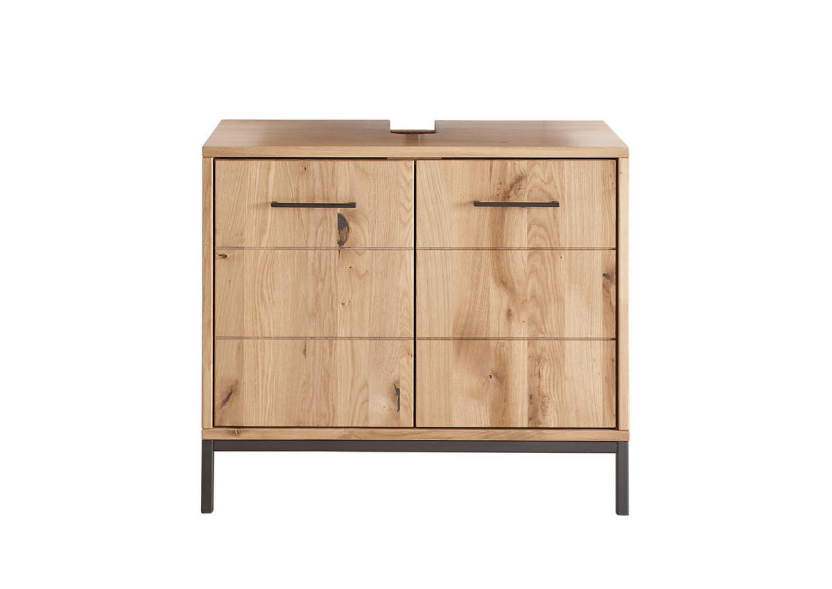 WASCHBECKENUNTERSCHRANK 70/60/40 cm  - Wildeiche/Schwarz, Basics, Holz/Metall (70/60/40cm) - Linea Natura