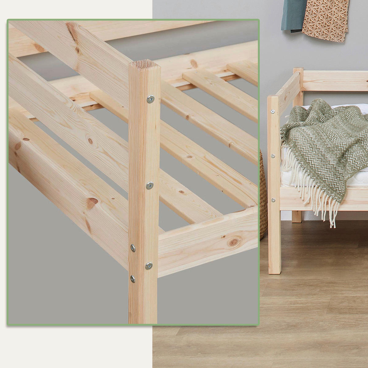 KINDER-/JUNIORBETT 70/160 cm  in Naturfarben  - Naturfarben/Kieferfarben, MODERN, Holz (70/160cm) - MID.YOU