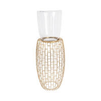 KERZENHALTER - Goldfarben, Design, Glas/Metall (28/73/28cm) - Kayoom
