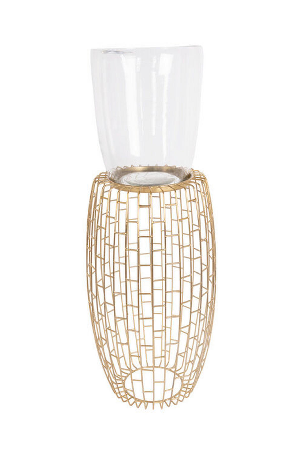 KERZENHALTER - Goldfarben, Design, Glas/Metall (28/73/28cm) - Kayoom