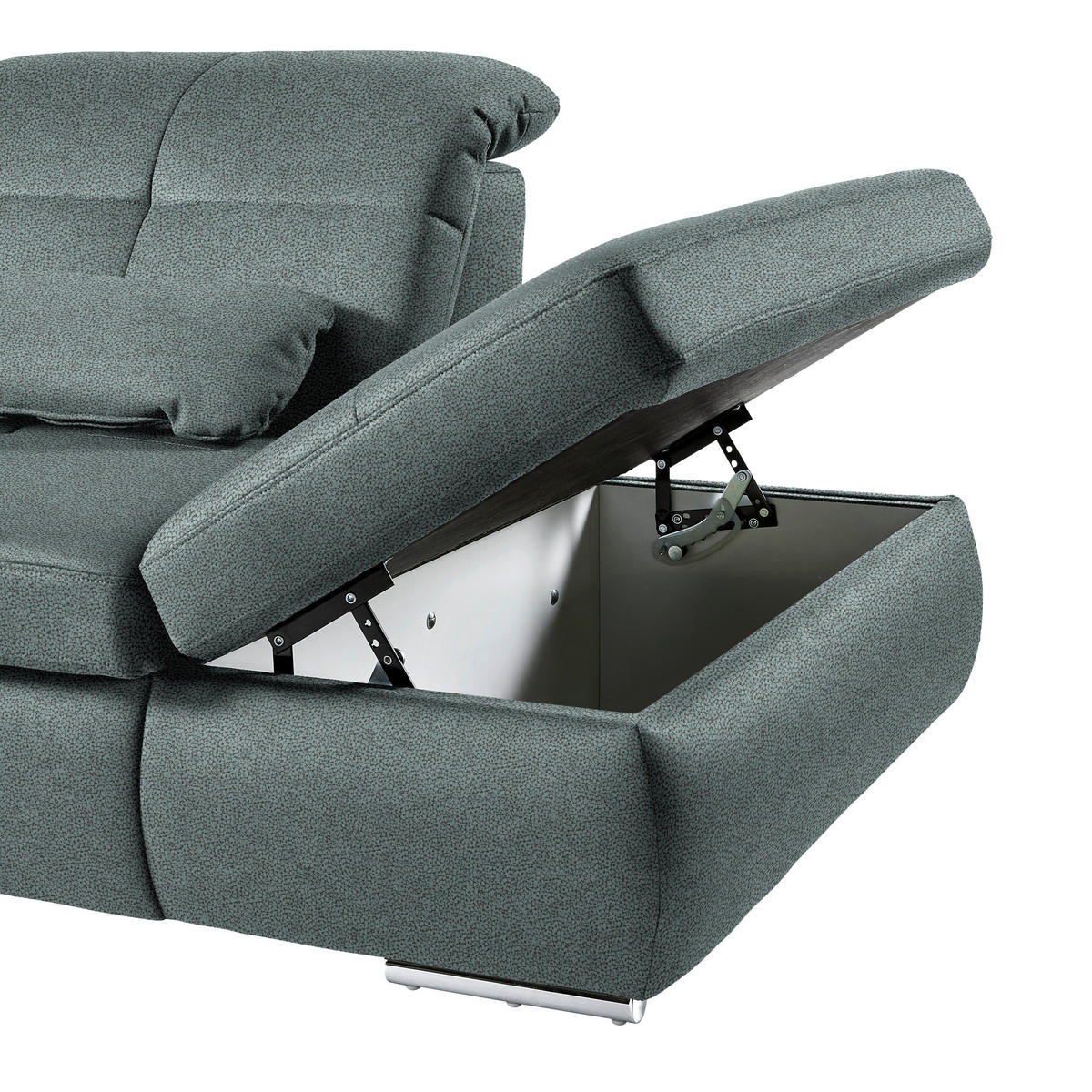 WOHNLANDSCHAFT Mikrofaser Blaugrau  - Chromfarben/Blaugrau, Design, Textil (195/371/260cm) - Beldomo Style