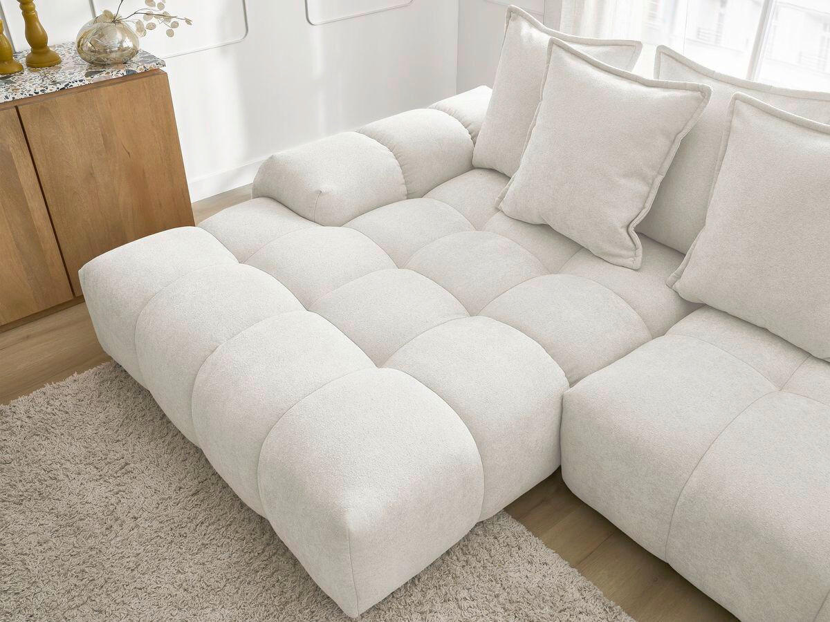 ECKSCHLAFSOFA EVEREST  mit Rücken echt, Armteil links, Armteil rechts Struktur Weiß  - Schwarz/Weiß, MODERN, Kunststoff/Textil (180/318cm) - Livetastic