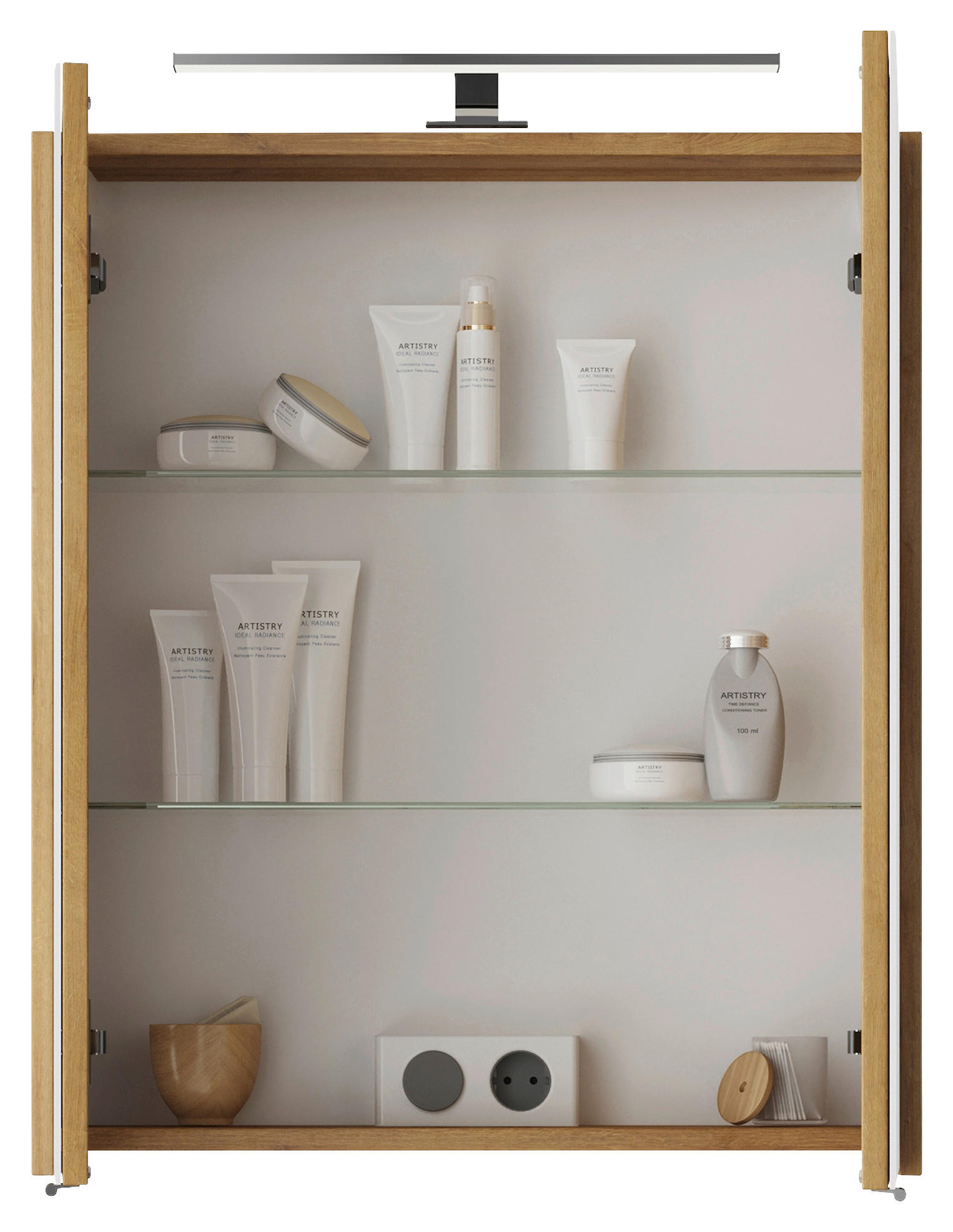 SPIEGELSCHRANK 60/70,3/14,5 cm  - Chromfarben/Eichefarben, KONVENTIONELL, Glas/Holzwerkstoff (60/70,3/14,5cm) - Pelipal