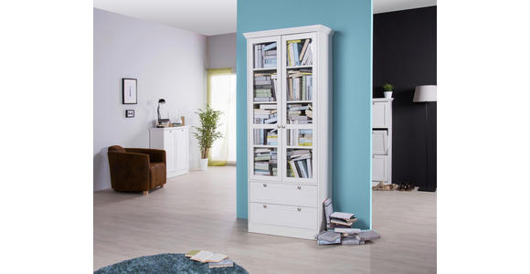 VITRINE  in Weiß  - Schwarz/Weiß, Basics, Holzwerkstoff/Metall (80/200/45cm) - Carryhome