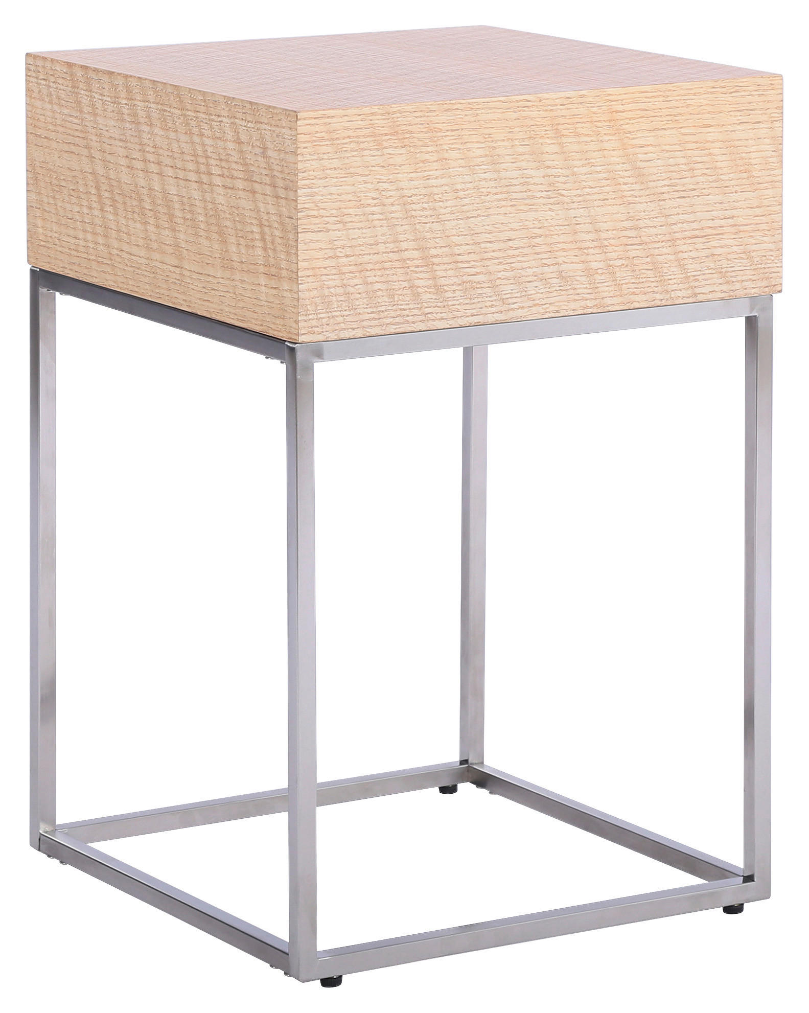 NACHTKÄSTCHEN in furniert Eiche Silberfarben, Eichefarben  - Eichefarben/Silberfarben, Basics, Holz/Holzwerkstoff (40/62/40cm) - Xora