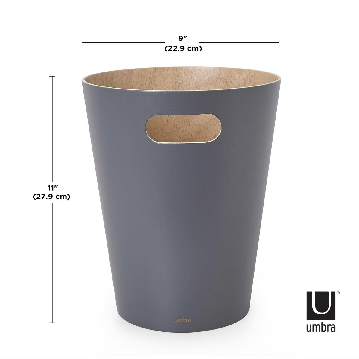 KOŠ ZA OTPAD    - siva, Basics, drvo (23/28/23cm) - Umbra