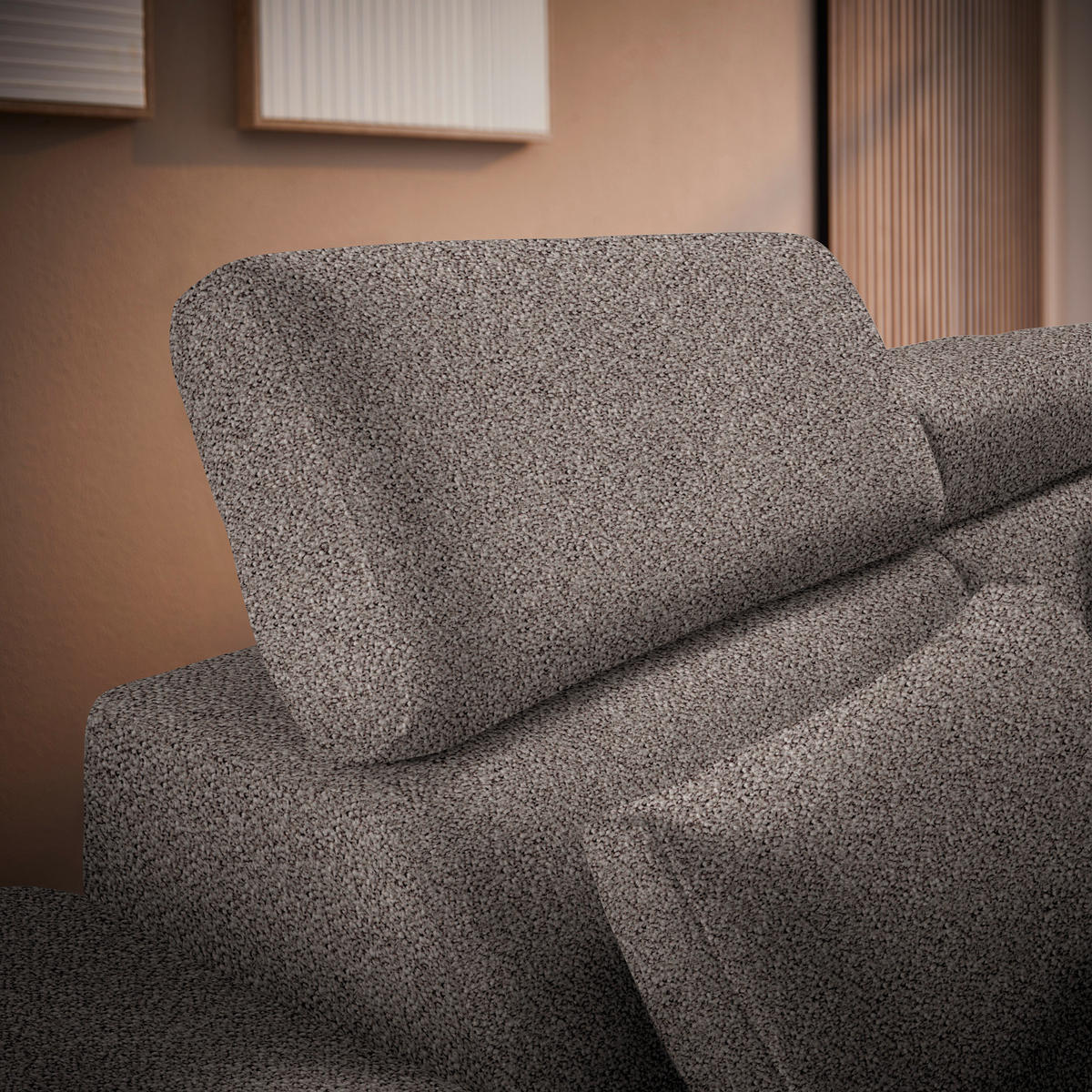 ECKSOFA Graubraun Velours  - Graubraun/Schwarz, Design, Textil/Metall (299/264cm) - Novel