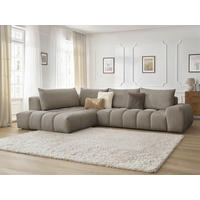 ECKSOFA Ottomane links  EVEREST Taupe Struktur  - Taupe/Schwarz, MODERN, Kunststoff/Textil (210/352cm) - Livetastic