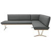 ECKBANK 237/162 cm  in Dunkelgrau  - Edelstahlfarben/Dunkelgrau, Design, Leder/Holz (237/162cm) - Ambiente