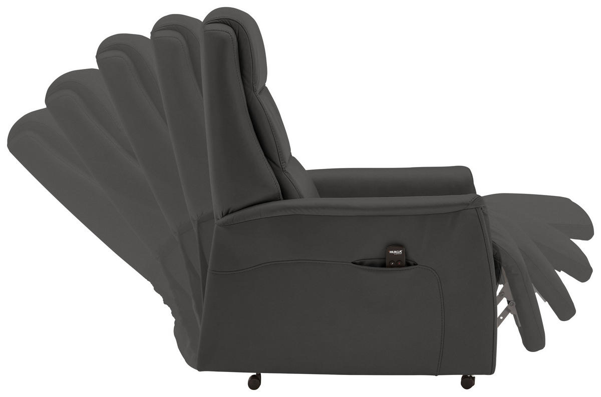 FERNSEHSESSEL in Dunkelgrau  - Dunkelgrau/Schwarz, Konventionell, Leder/Kunststoff (70/107/88cm) - Livetastic