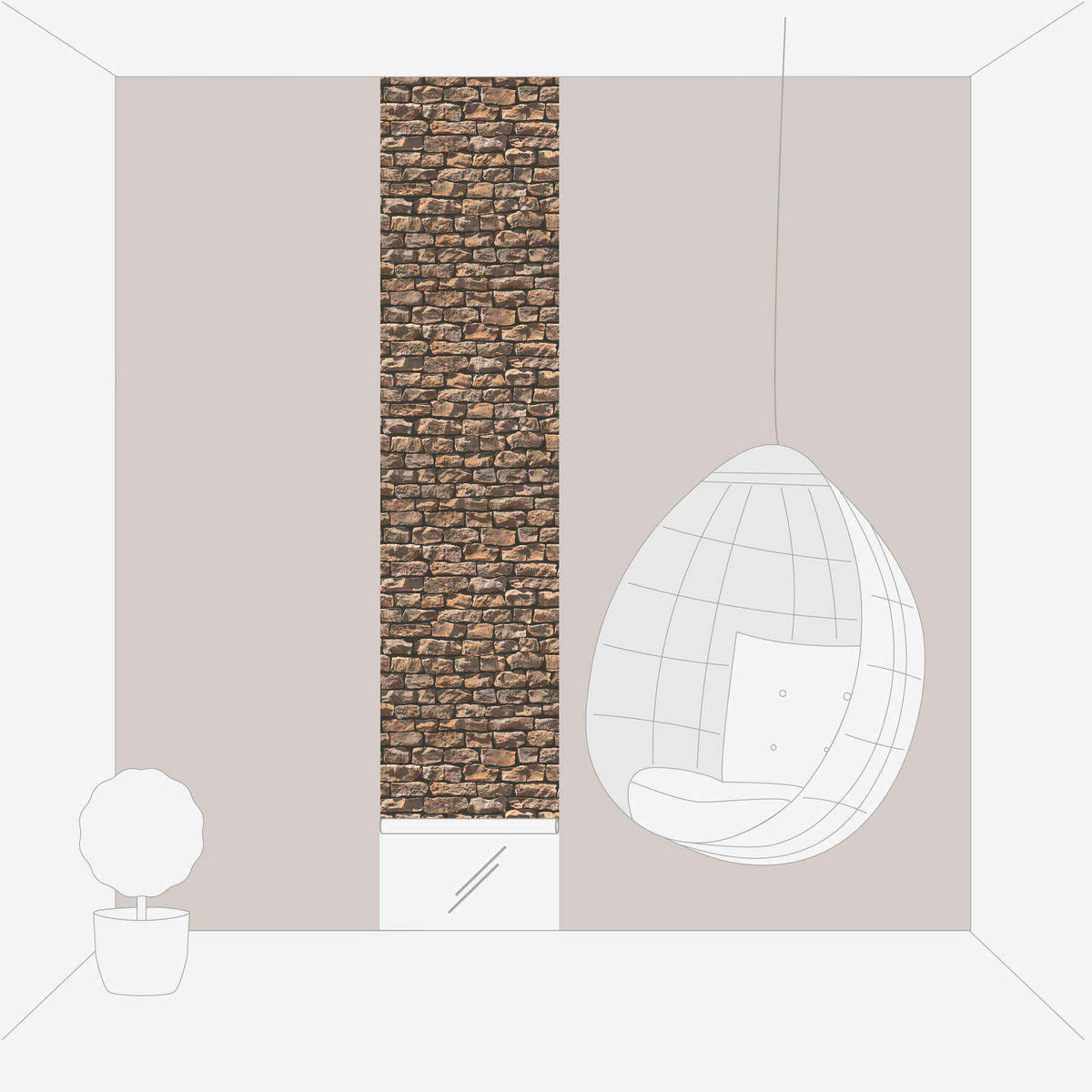 FOTOTAPETE  - Cognac/Graubraun, Design (52/250cm)