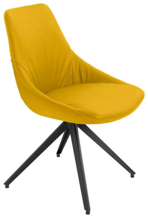 STUHL Echtleder Gelb - Gelb/Anthrazit, Design, Leder/Metall (55/87/62cm) - Bert Plantagie
