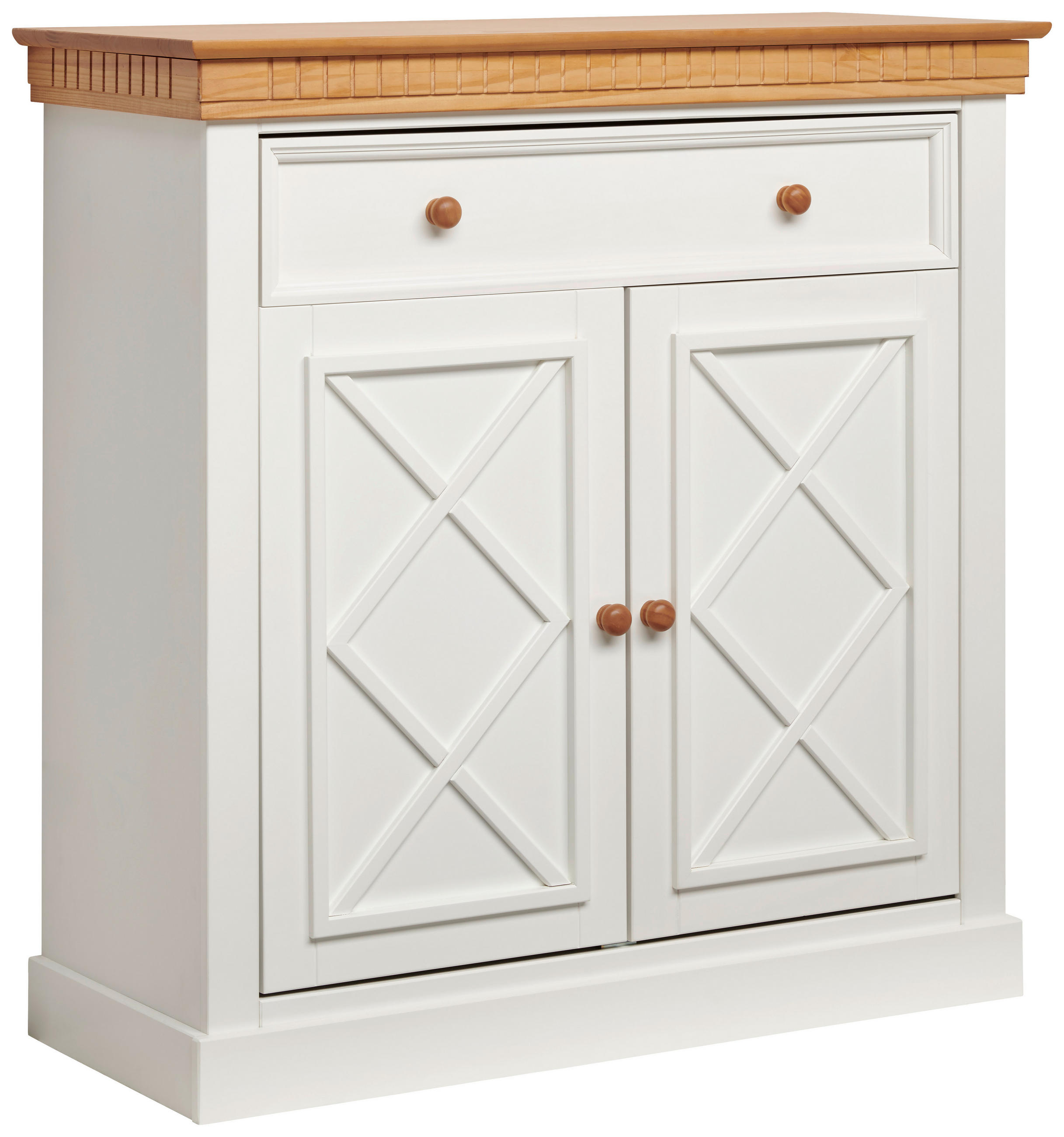 MID.YOU KOMODA, borovica, prírodná farba, biela, 109/111/42 cm