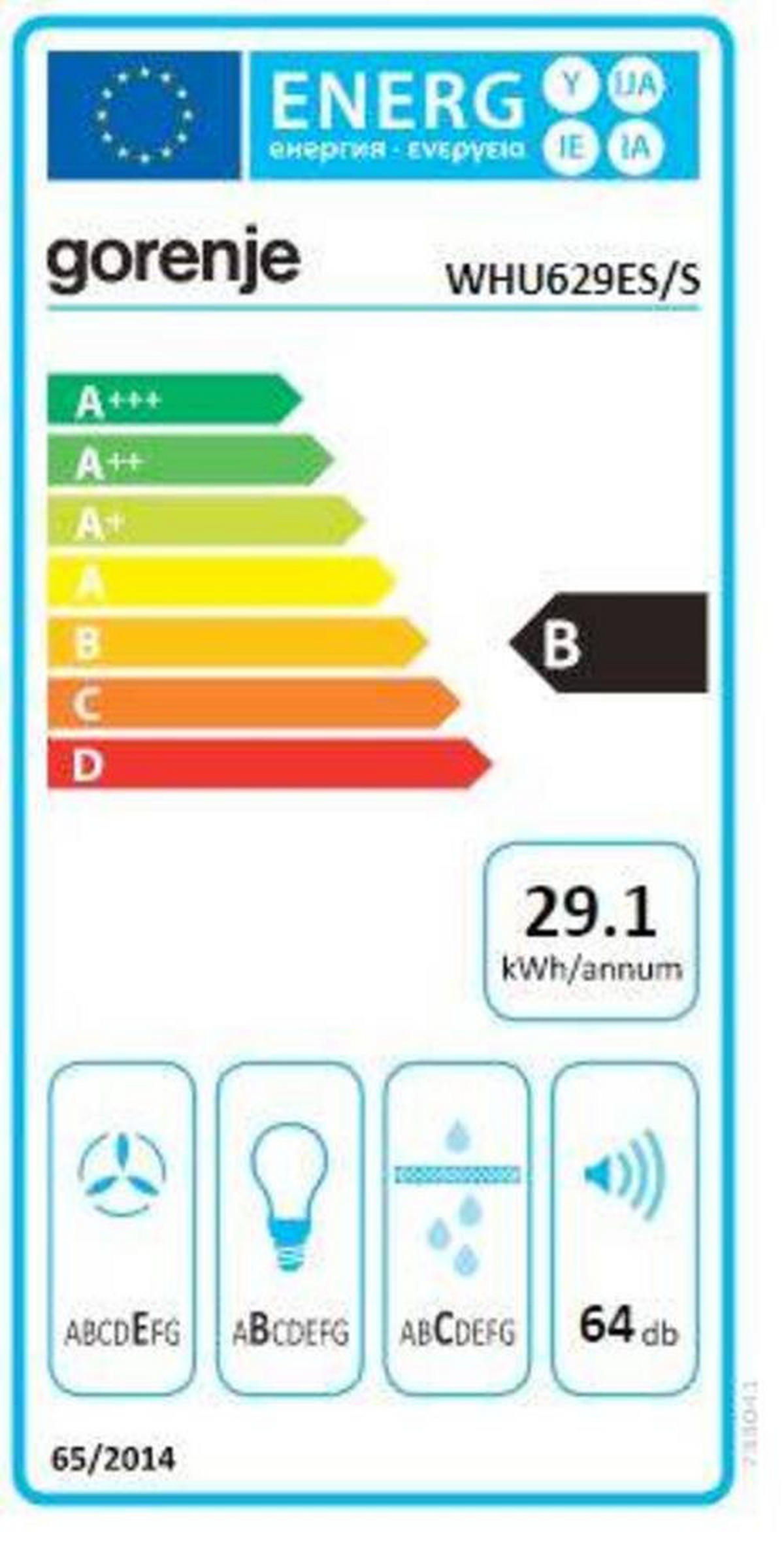 DUNSTABZUGSHAUBE WHU 629 ES/S  - Edelstahlfarben, Basics, Kunststoff/Metall (59,6/12,5/46,8cm) - Gorenje
