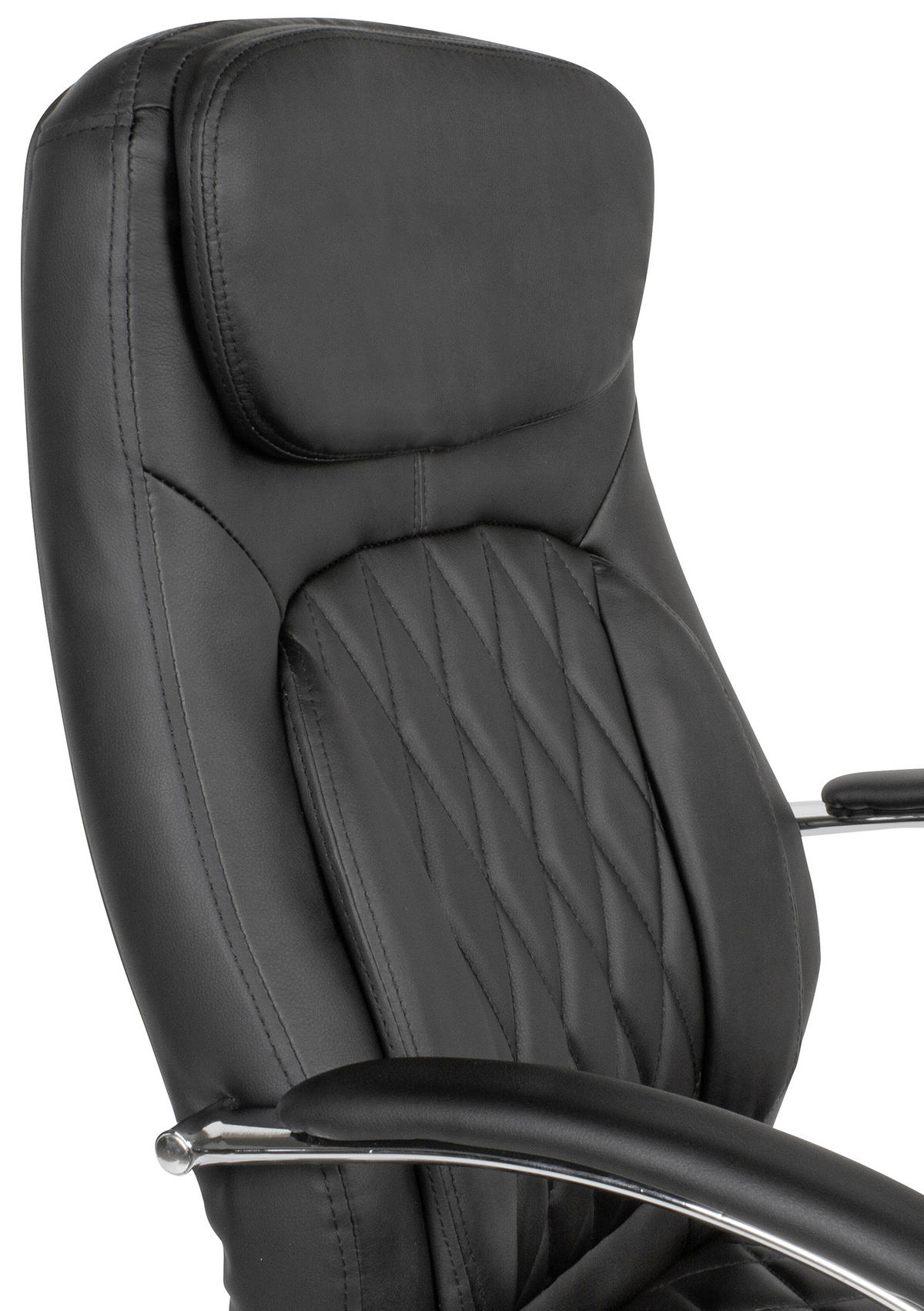 CHEFSESSEL Lederlook Schwarz  - Chromfarben/Schwarz, MODERN, Kunststoff/Textil (70/113/70cm) - MID.YOU