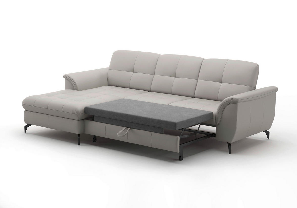 ECKSOFA in Vliesstoff Kombination Echtleder/Stoff Hellgrau  164/262 cm  - Hellgrau/Schwarz, MODERN, Leder/Textil (164/262cm) - Sit & More