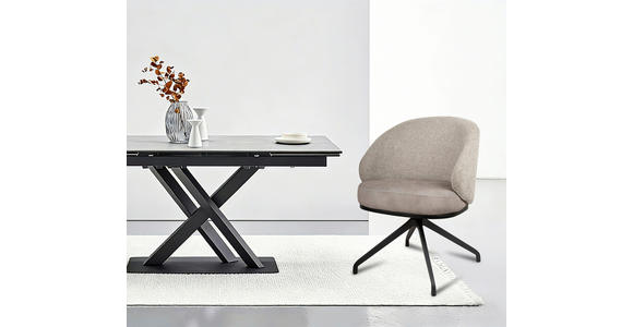 ARMLEHNSTUHL  Typenauswahl, Sitzfläche 360° drehbar, automatische Rückholfunktion Chenille, Flanell  - Taupe/Schwarz, Design, Textil/Metall (67/83/63cm) - Novel