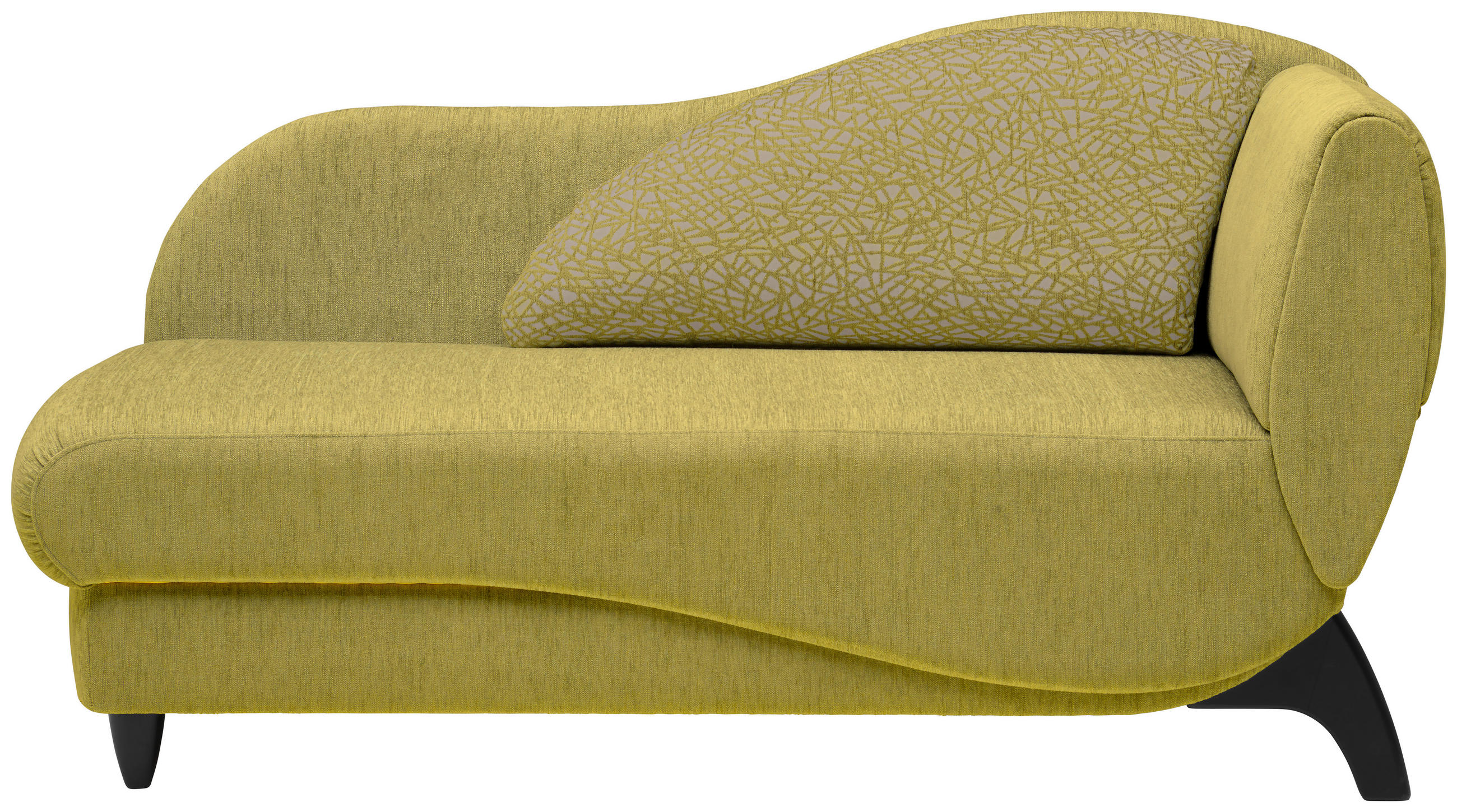 RÉCAMIERE Hellgrün Webstoff  - Schwarz/Hellgrün, MODERN, Holz/Textil (171-190/87/84cm) - Joka