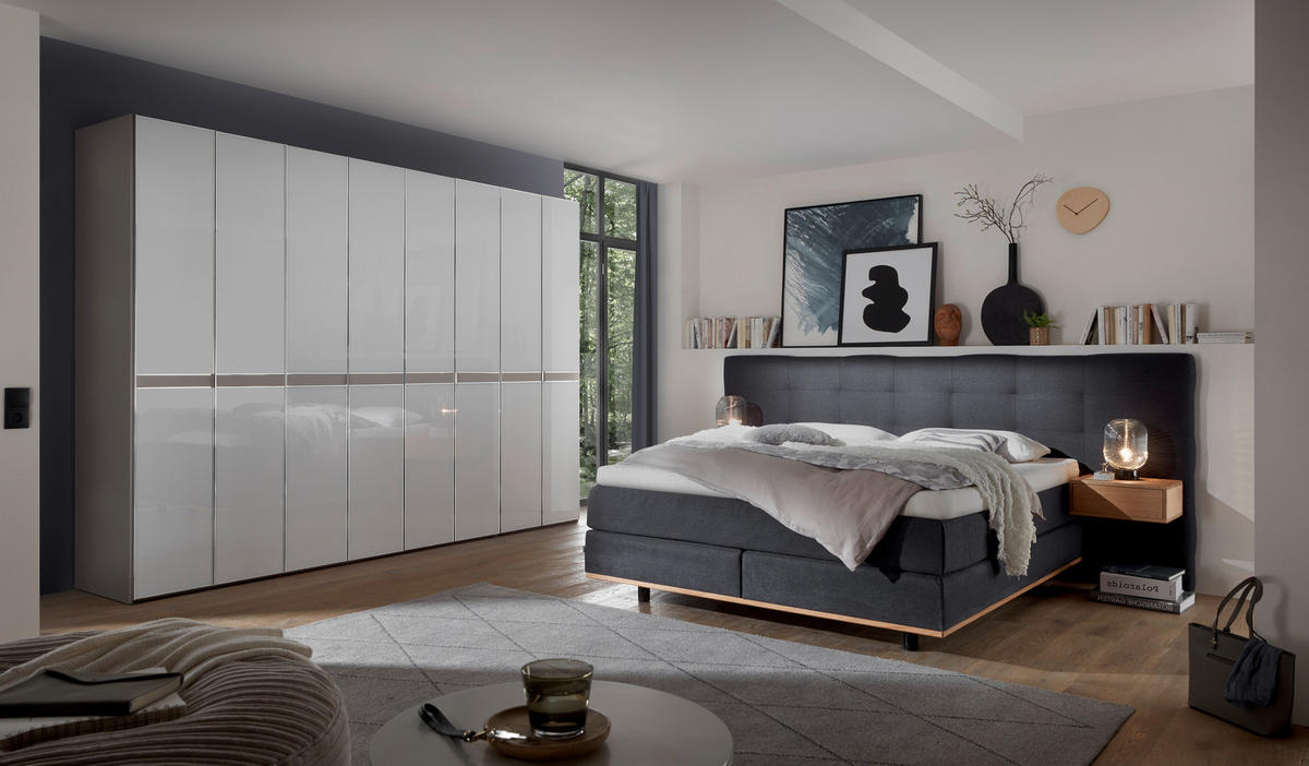 DREHTÜRENSCHRANK 330/230/63 cm 8-türig Grau, Weiß  - Chromfarben/Weiß, Design, Glas/Holzwerkstoff (330/230/63cm) - Dieter Knoll
