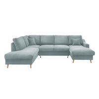 WOHNLANDSCHAFT in Cord Hellblau  - Naturfarben/Hellblau, Konventionell, Holz/Textil (200/301/150cm) - P & B