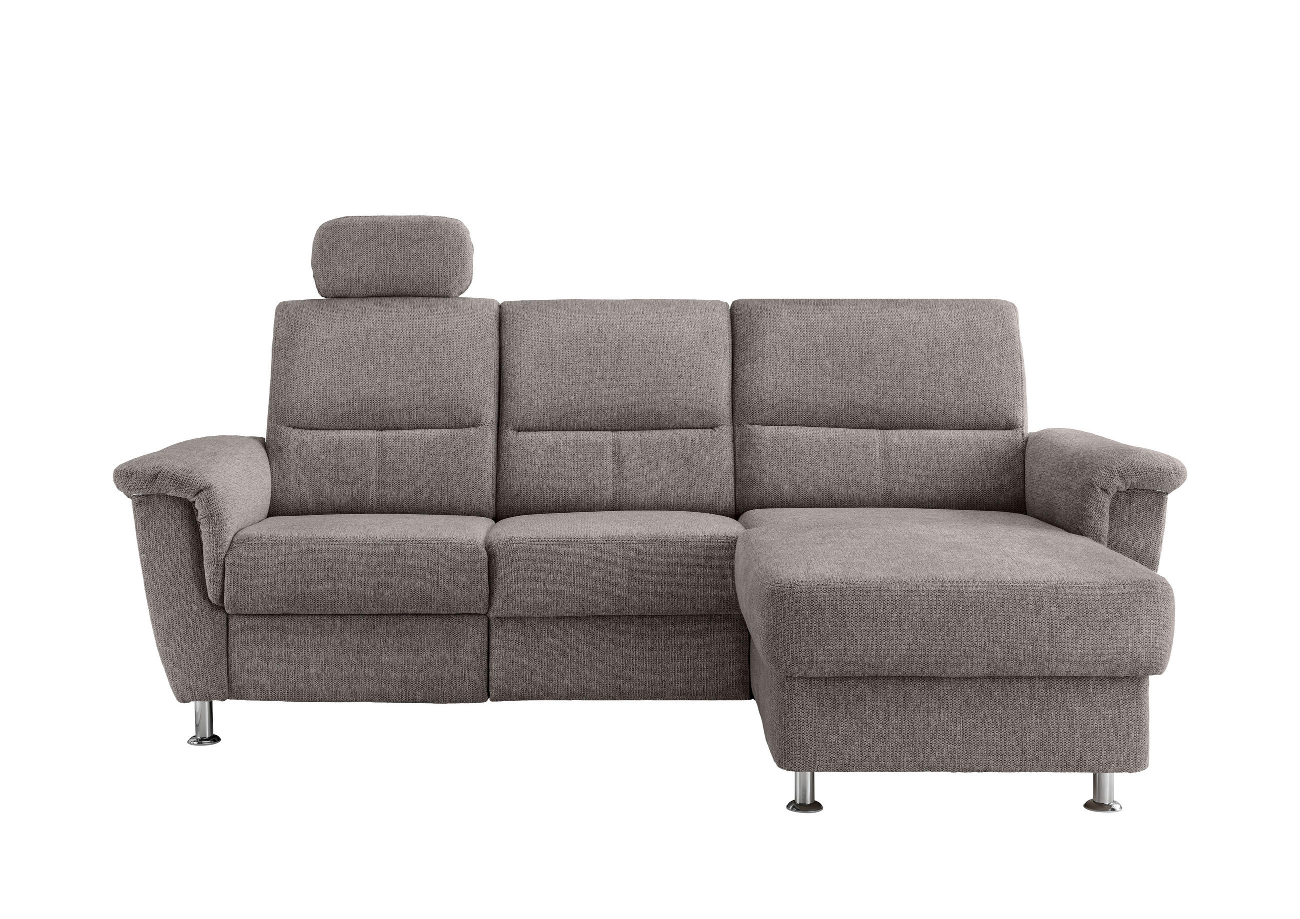 ECKSOFA Graubraun Chenille  - Chromfarben/Graubraun, MODERN, Textil/Metall (231/165cm) - Livetastic