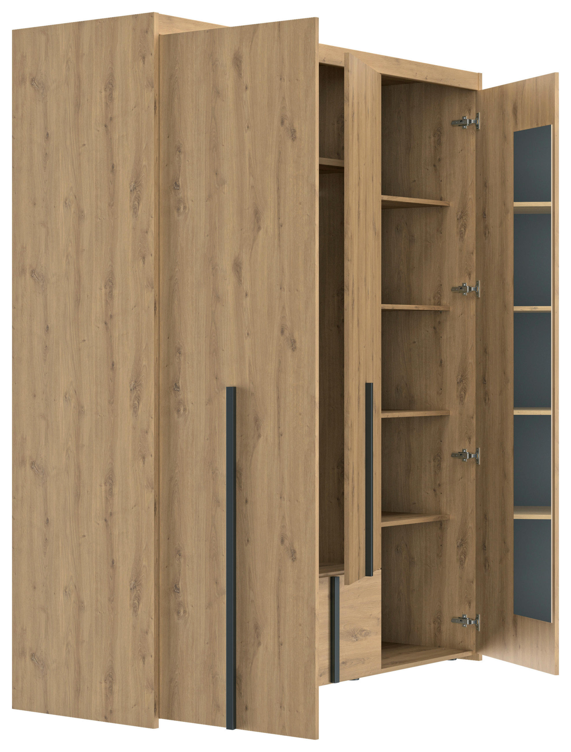 Thumbnail - Mid.you Kleiderschrank Trevor, Eiche Artisan, Holzwerkstoff, Holzoptik, 4 Fächer, 1 Schublade(n) Schubladen, 181x215x60 ...