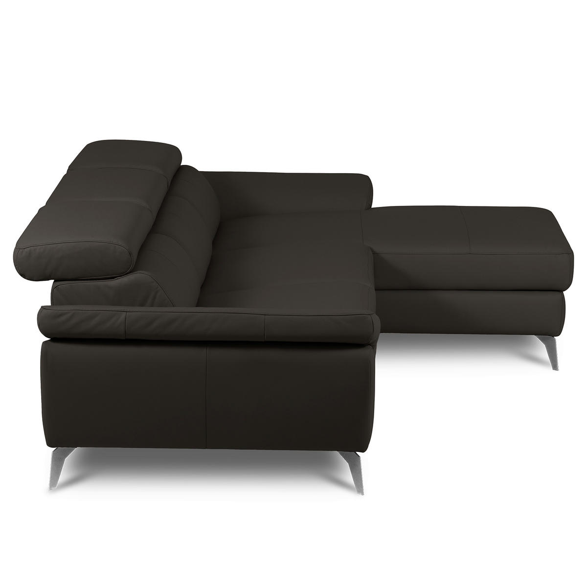 ECKSOFA  in Lederlook Echtleder Dunkelbraun  - Chromfarben/Dunkelbraun, Design, Leder/Textil (252/179cm) - Livetastic