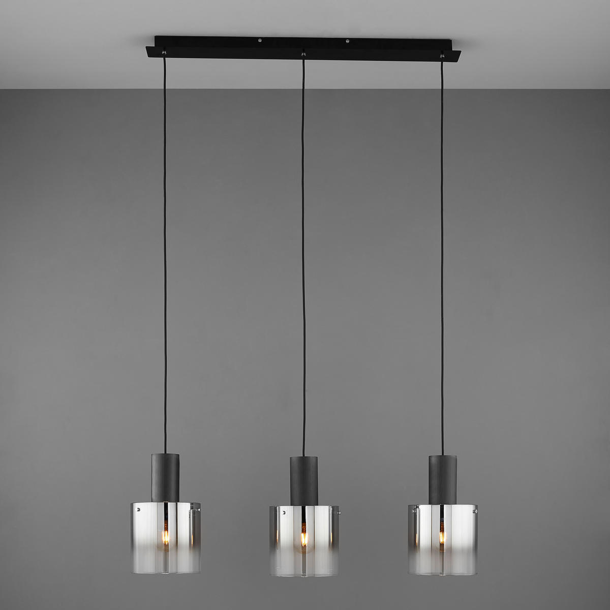 HÄNGELEUCHTE 90/20/120 cm    - Schwarz, Design, Glas/Metall (90/20/120cm) - Dieter Knoll