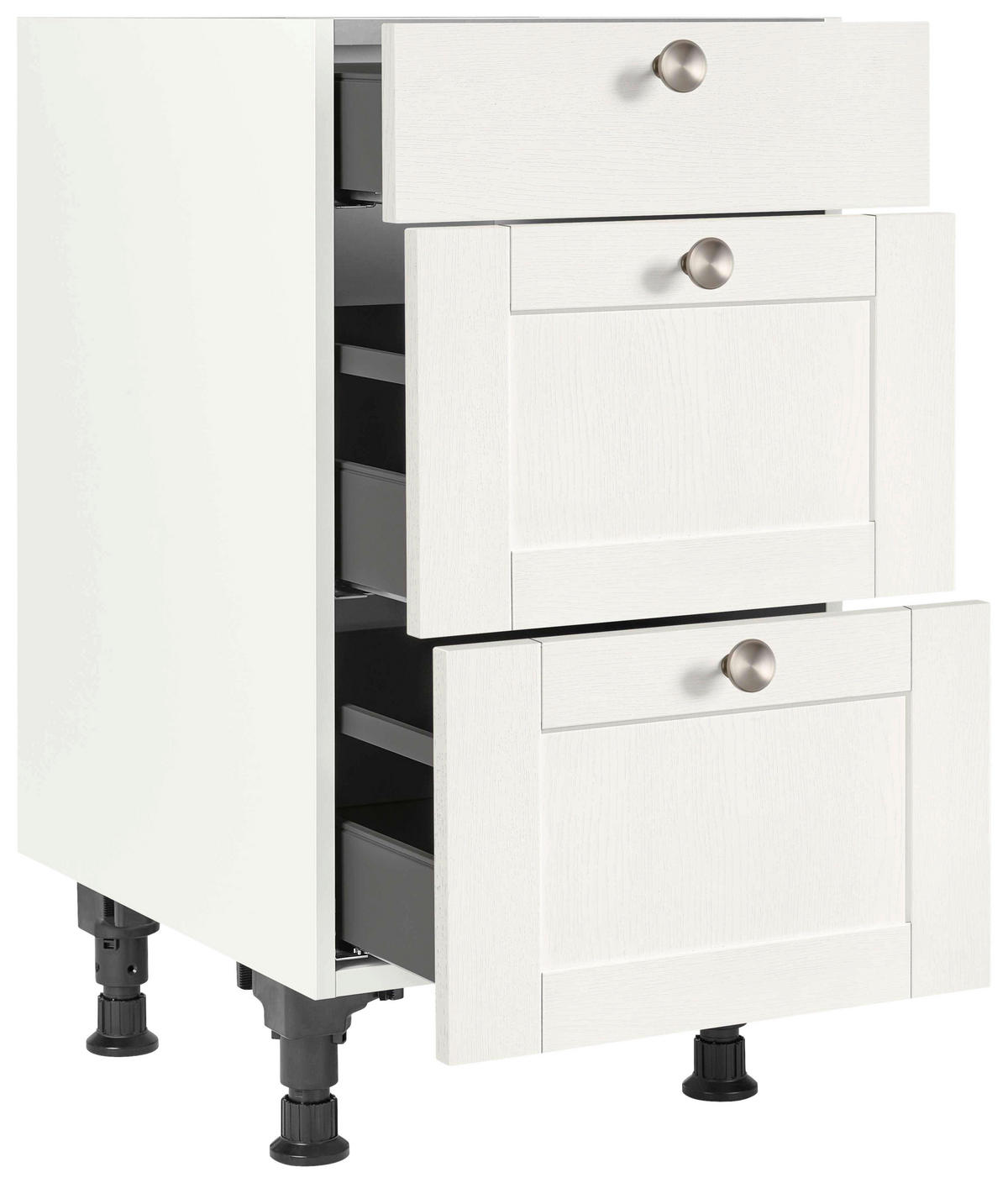 SCHUBKASTENUNTERSCHRANK 45/87/56 cm  in Weiß  - Edelstahlfarben/Weiß, MODERN, Holzwerkstoff/Metall (45/87/56cm) - Nobilia