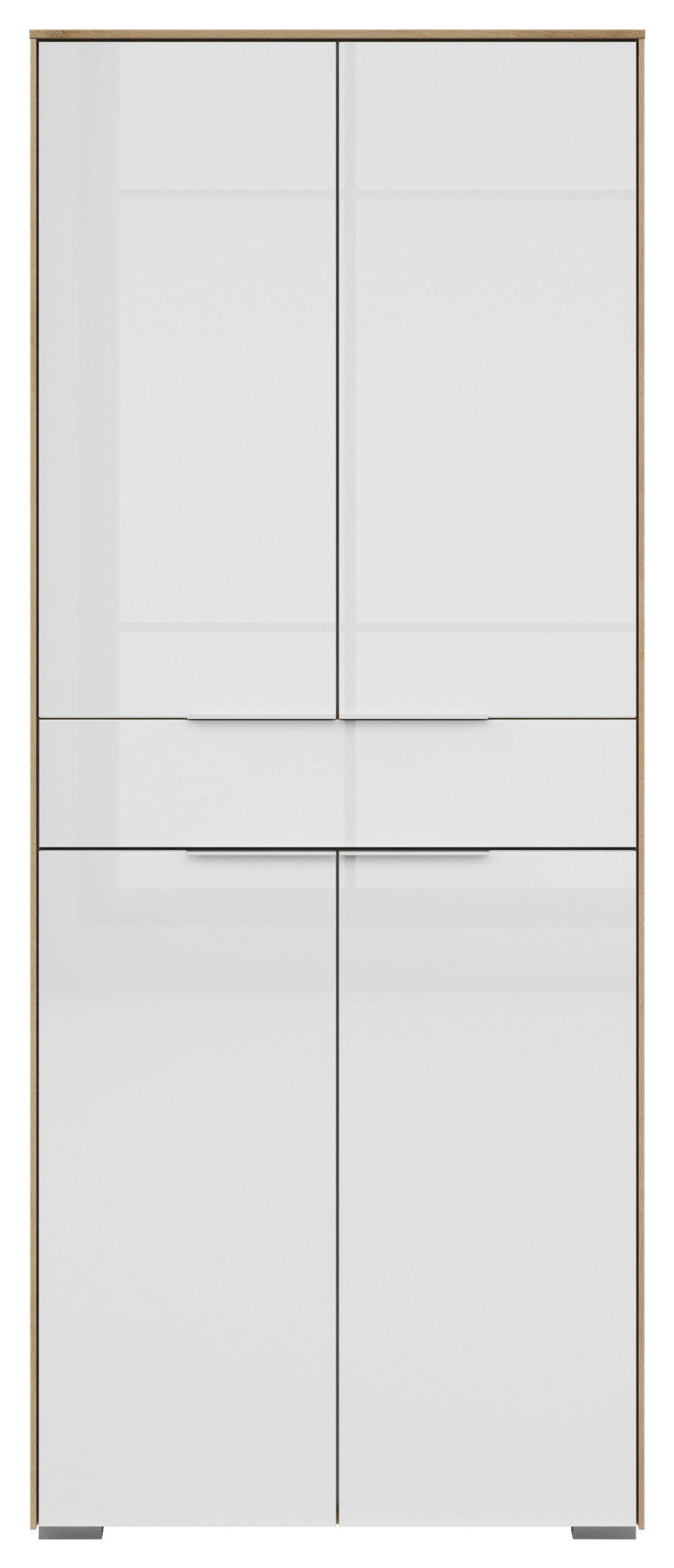SCHRANK - Eichefarben/Weiß, KONVENTIONELL, Glas/Holzwerkstoff (81/199/37cm) - Voleo