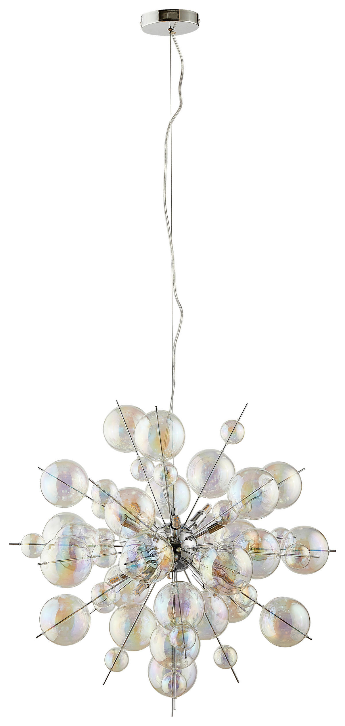 HÄNGELEUCHTE Explosion 65/150 cm   - Chromfarben, Trend, Glas/Metall (65/150cm) - Näve