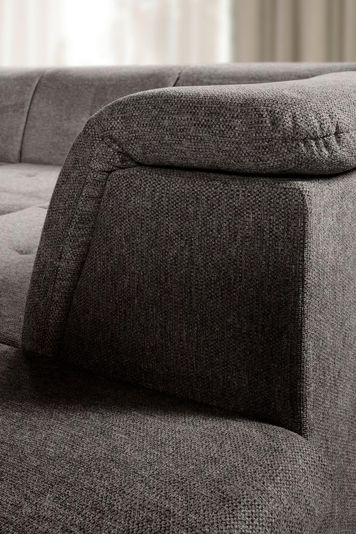 WOHNLANDSCHAFT Schwarz Chenille  - Schwarz/Grau, KONVENTIONELL, Kunststoff/Textil (240/340/188cm) - Carryhome