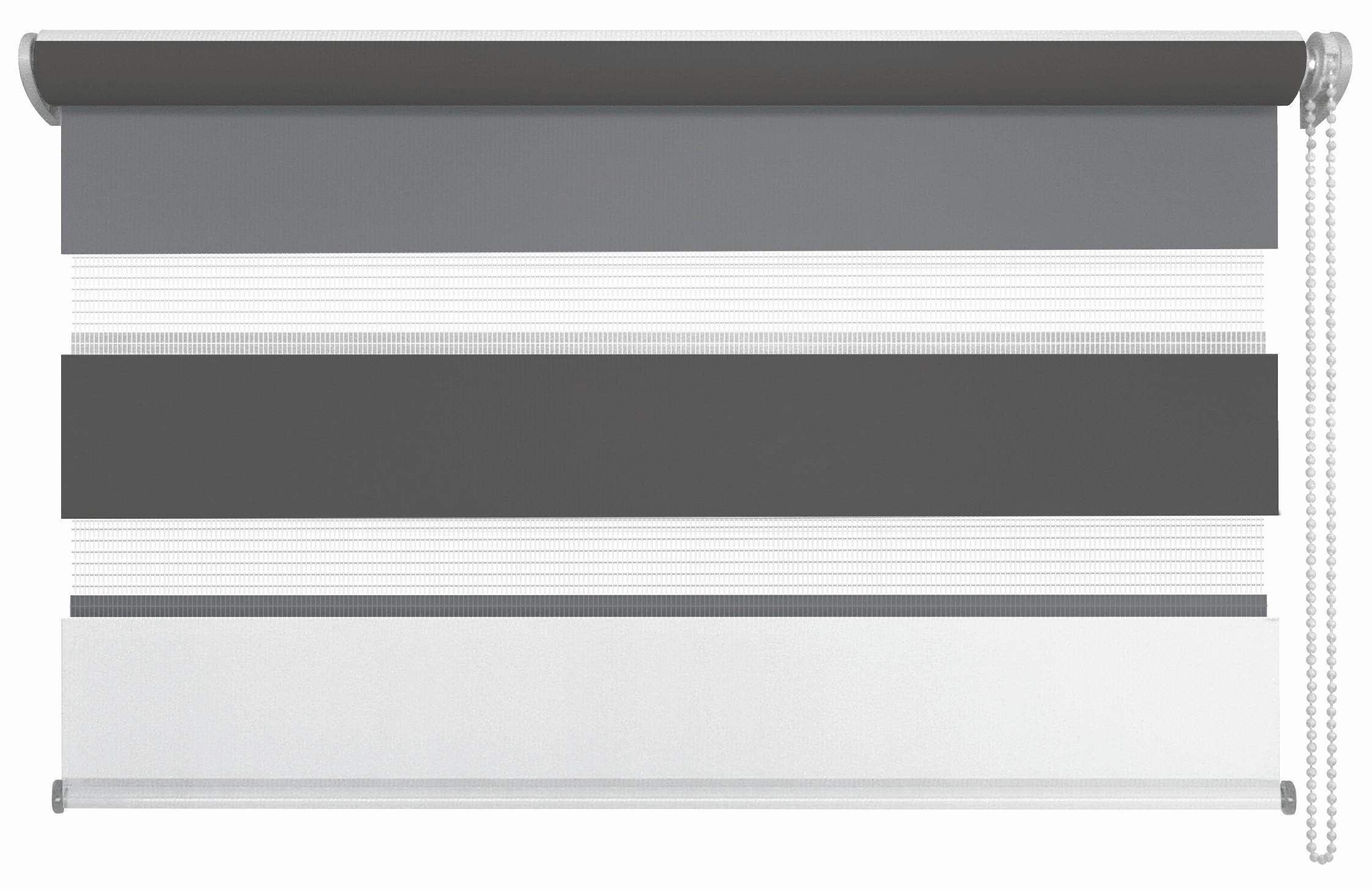 DOPPELROLLO  halbtransparent  80/210 cm    - Anthrazit/Weiß, Design, Textil (80/210cm)
