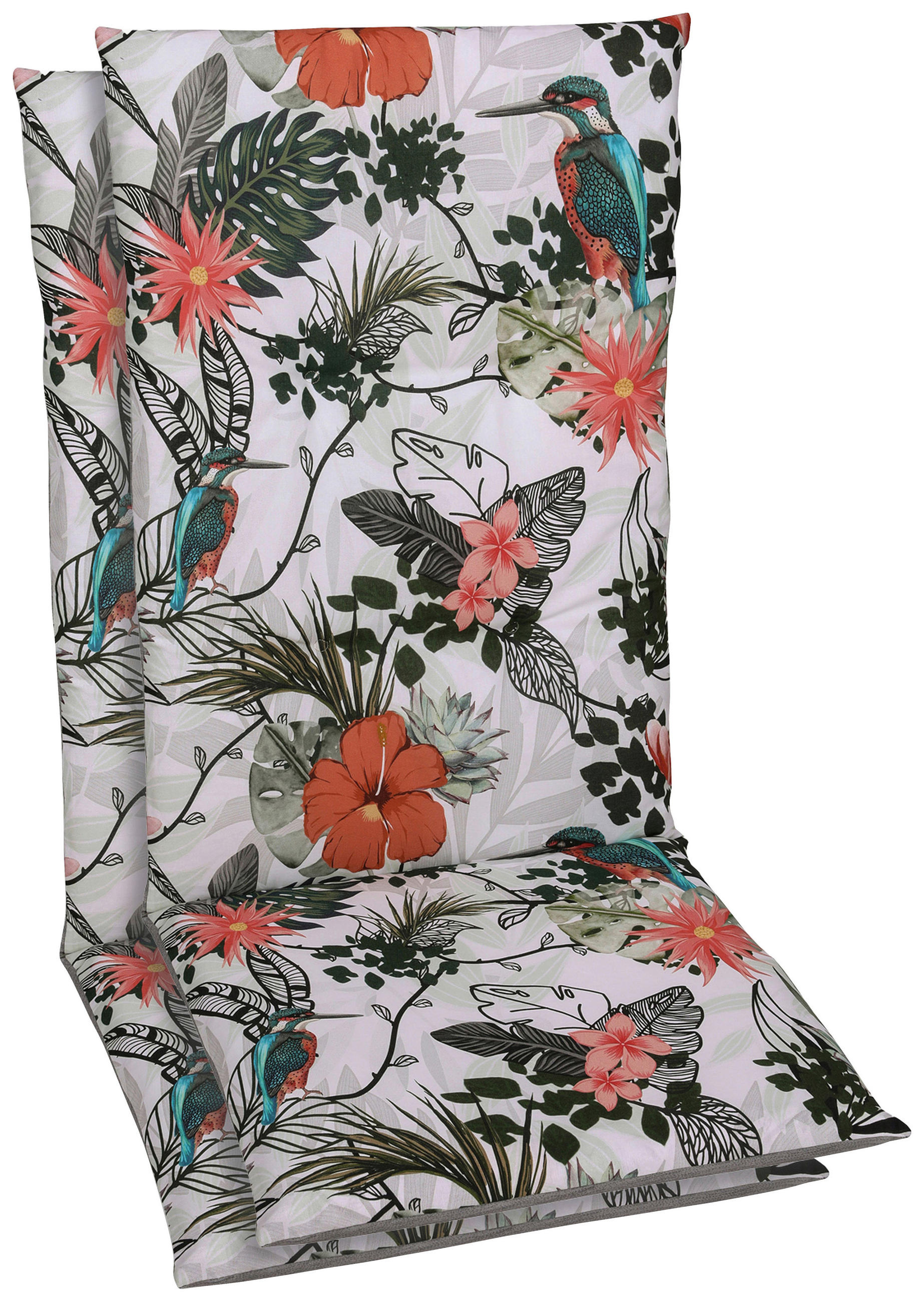 SESSELAUFLAGENSET in Grün, Hellgrau Floral  - Hellgrau/Grün, Basics, Textil (48/5/118cm)