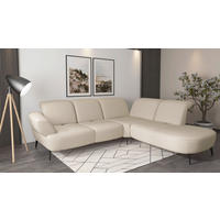 ECKSOFA Flachgewebe Creme  - Creme/Schwarz, Modern, Textil/Metall (302/270cm) - Sit & More