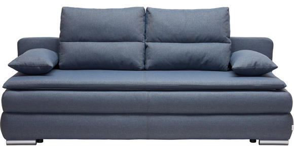 SCHLAFSOFA in Webstoff Blau, Grau  - Blau/Silberfarben, KONVENTIONELL, Kunststoff/Textil (207/94/90cm) - Venda