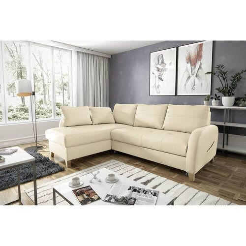 ECKSOFA Beige Echtleder Lederlook  - Beige/Buchefarben, Design, Leder/Holz (227/168cm) - Livetastic