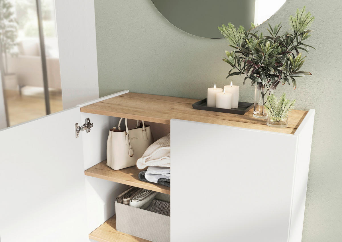 GARDEROBE 2-teilig  in 74/200/33 cm  - Eichefarben/Weiß, Design, Holzwerkstoff (74/200/33cm) - Germania