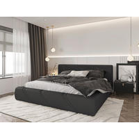 POLSTERBETT 180/200 cm,  in Anthrazit, gepolstertes Kopfteil, Lattenrost, Bettkasten,  - Anthrazit/Schwarz, Design, Holz/Kunststoff (180/200cm) - Chameo