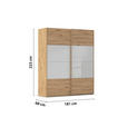 SCHWEBETÜRENSCHRANK 181/223/68 cm 2-türig Eiche Artisan, Seidengrau  - Eichefarben/Seidengrau, Design, Glas/Holzwerkstoff (181/223/68cm) - Xora