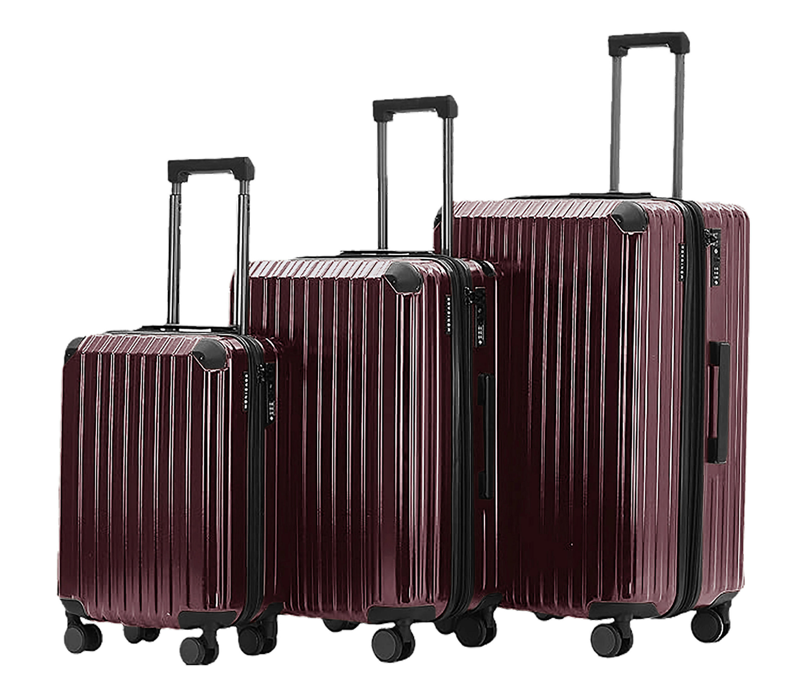 REISEKOFFERSET Weinrot 3-teilig  - Weinrot, Basics, Kunststoff/Textil - Novel