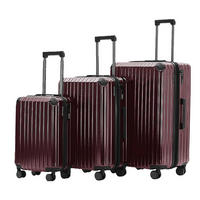 REISEKOFFERSET Weinrot 3-teilig  - Weinrot, Basics, Kunststoff/Textil - Novel