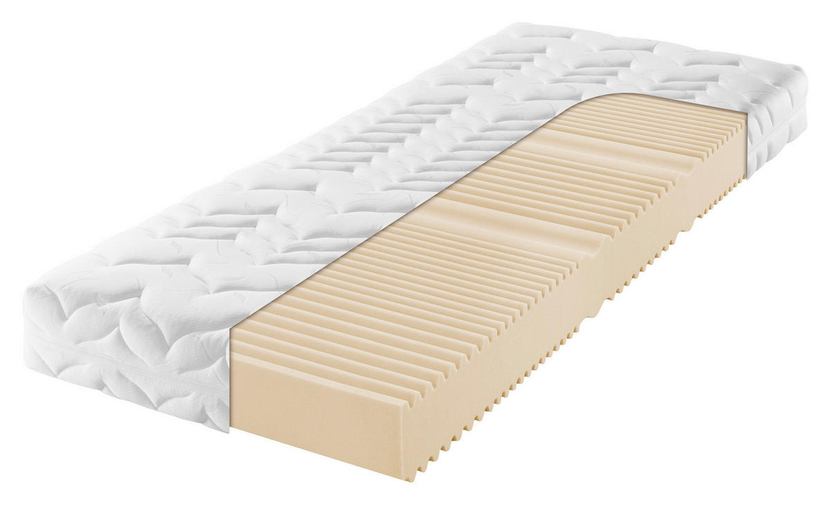 KALTSCHAUMMATRATZE 160/200 cm, Höhe ca.: 19 cm, H3 = fest, 7-Zonen - Weiß, KONVENTIONELL, Textil (160/200cm) - FAN