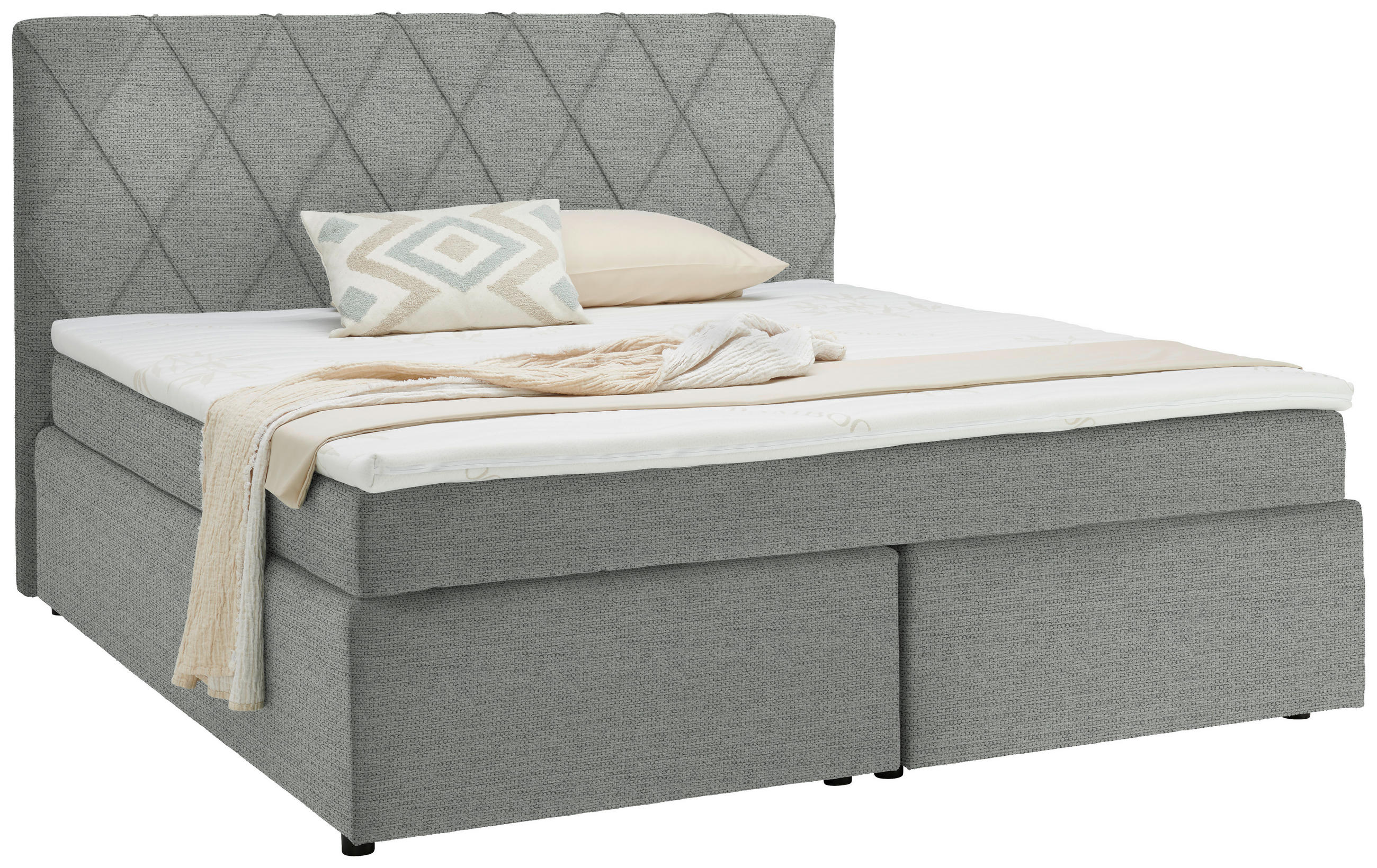 BOXSPRINGBETT 160/200 cm  in Silberfarben  - Silberfarben/Schwarz, Design, Holzwerkstoff/Kunststoff (160/200cm) - Xora