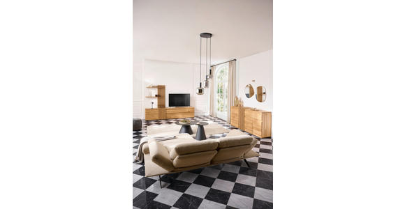 WOHNWAND  in Eichefarben  248,8/175,3/44 cm  - Eichefarben/Schwarz, Natur, Holz (248,8/175,3/44cm) - Linea Natura